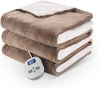 CHRUN Electric Heated Blanket Double Size 200 × 150 cm with 10 Heating Levels & 12H Auto Off, Timing Adjustment and Overheating Protection, Heated Throw for Home and Office Use