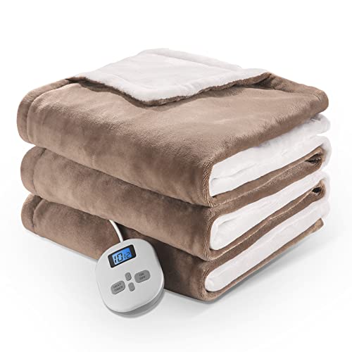 CHRUN Heizdecke 200 × 150 cm mit 12 Std. Abschaltautomatik & 10 Heizstufen, Zeiteinstellung und Überhitzungsschutz, Wärmedecke für Zuhause und Büro Cover