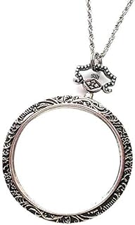 10X Necklace Magnifier With 40mm Diameter Glass Magnification Lens Pendant Necklace Magnifying Portable Pocket Reading Magnifier Loupe Monocle For Books Crafts Jewellery