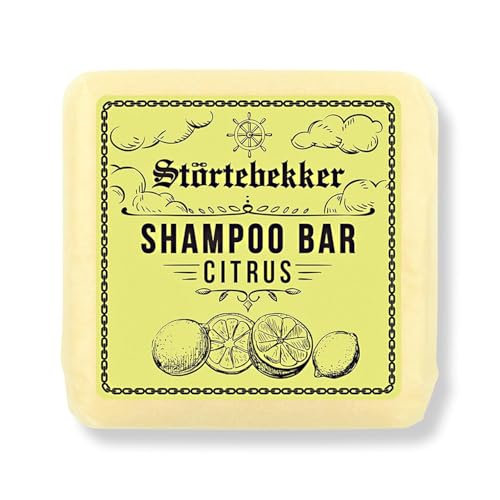Störtebekker Premium Shampoo Bar Citrus - Champú sólido 3 en 1 para hombre y mujer - Jabón de ducha vegano, hecho a mano, 100 g