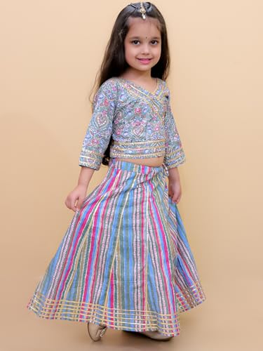 Image of The Mom Store Baby /Kids Girls Lehenga Set Ethnic Wear | Printed | Trendy Stylish Elegant Lehenga Set For Festivals & Special Occasions | Cotton