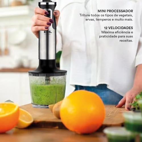 Mixer Eos 3 Em 1 12 Velocidades 850w Inox e Preto Emx03 110v