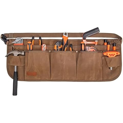 Waist Tool Belts with 13 Pockets,Waxed Canvas Tool Apron,Nail Apron,Woodworking Pouch for Men and Women,Adjustable Length from 28 to 45 Inches Cover