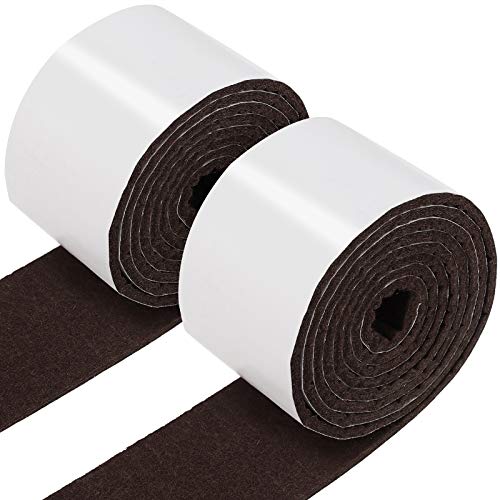 2 Packs Heavy Duty Felt Strip Roll with Adhesive Backing Self Adhesive Felt Tape Polyester Felt Strip Rolls Self Stick for Protecting Furniture Hard Surfaces (120 x 2 x 0.12 Inch,Black)