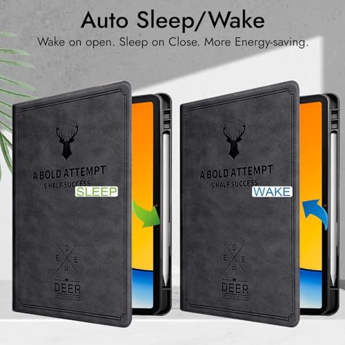 Image of Robustrion Cover for Realme Pad 3 11.61 inch Cover Case with Pencil Holder, Deer Flip Cover Case for Realme Pad 3 Tablet Cover [Auto Sleep Wake Support] - Black