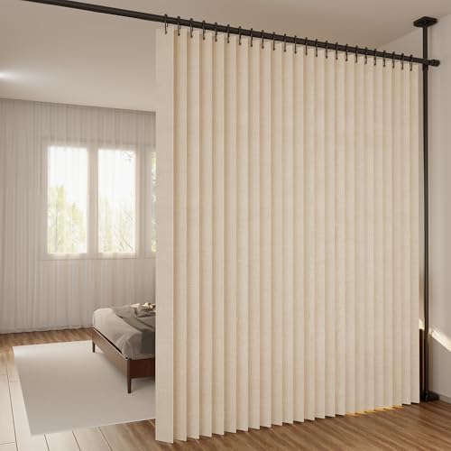Folding Room Divider Curtain – Lightweight Draping Bedroom Privacy Curtain,