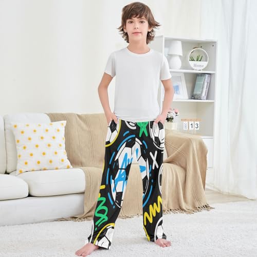 Boys' Pj Pants Soccer Painting Joggers Elastic Long Bottom Trousers Sweatpants with Pockets Size 6-14 5