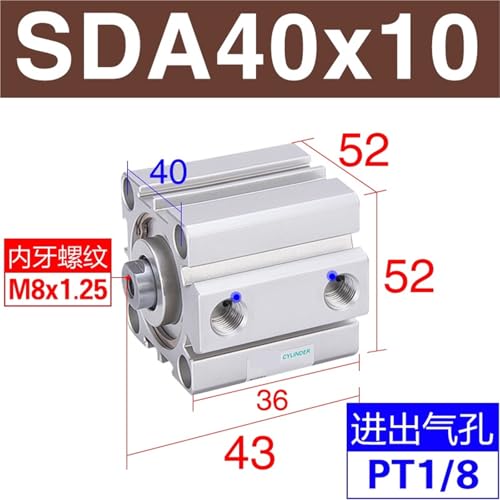 Cylindre compact SDA40X10 pour résoudre les problèmes de manque d'espace
