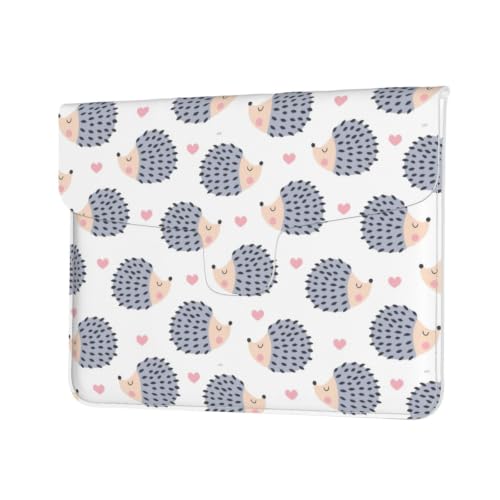 Funda para portátil 13 pulgadas de cuero PU erizo kawaii maletín tipo sobre