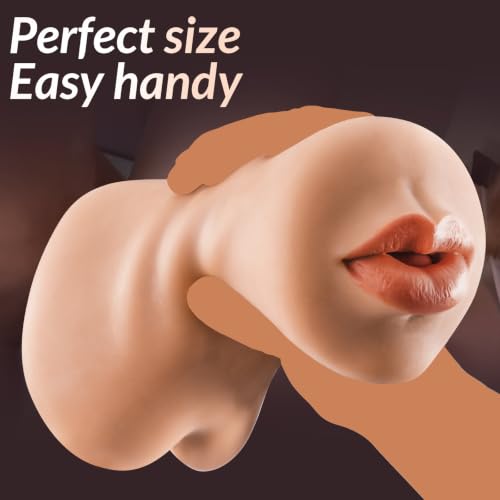 Image of Pocket Pussy for Men, 3-in-1 Realistic Male Masturbator with Mouth Vagina and Anus, 7.1 inch Deep 3D Textured Male Sex Toy for Endurance Training & Pleasure, Discreet Brown Skin Stroker Doll