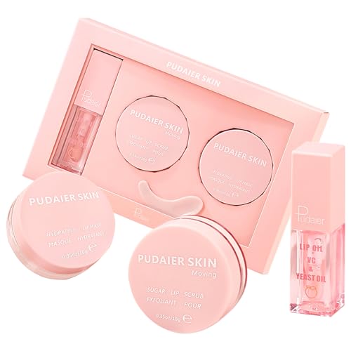 VolksRose Sistema Cura Labbra 3 in 1 - Scrub Esfoliante allo Zucchero, Maschera Notturna Nutriente e OlioLabbra Lucidante - Soluzione Completa per Labbra-Secche, Screpolate e con Linee Sottili