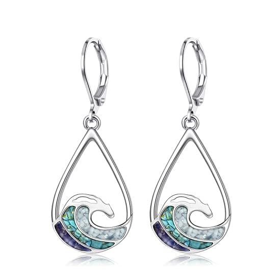 Ocean Wave Earrings for Women Turquoise Dangle Earrings Ocaen Jewelry for Women
