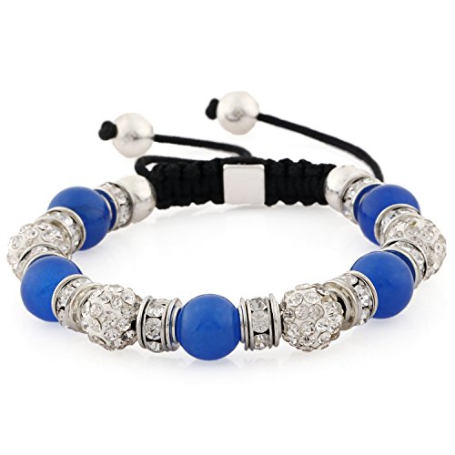 Preisvergleich Produktbild Morella® Damen Armband Schmucksteine und Zirkonia Strass verstellbar Silber - blau