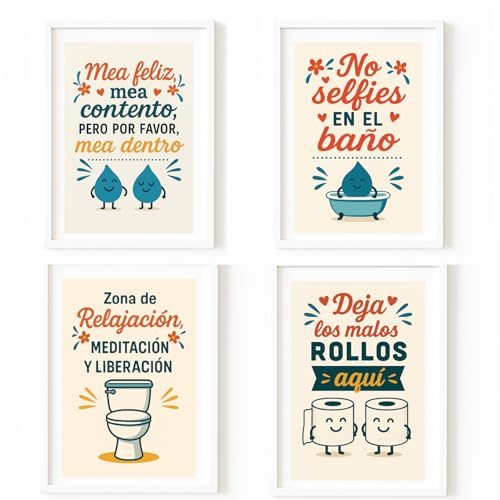 Didart Handmade Laminas decorativas pared enmarcada para cuarto de baño. Frases divertidas | Marco negro, blanco o haya | Posters para pared | Regalos divertidos originales para amigos o Navidad