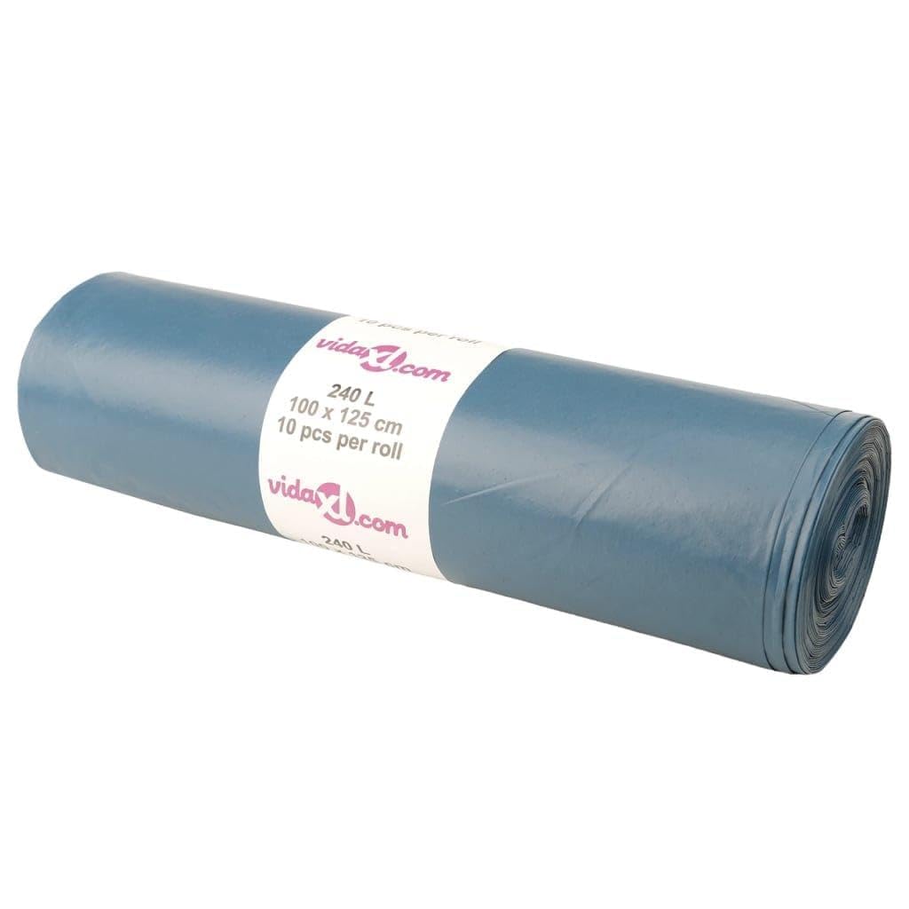 Müllbeutel, 240 l, 100 Stück, blau, große Kapazität, aus robustem LDPE, reißfest, für Hausmüll, Gartenabfälle, Gartenabfälle, Gartenabfälle, Design mit Bruchstelle