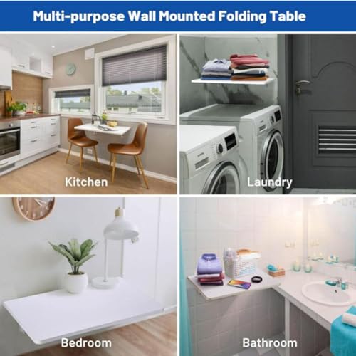 Bureau mural pliable flottant et table pliable compacte pour étude et cuisine - 8