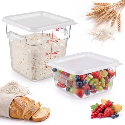 Image of Ziliny 2 Pcs 4 Qt & 2 Qt Square Food Storage Container with Lid, White