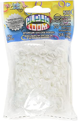 Rainbow Loom Alpha Bands For ALPHA LOOM: White Rubber Bands with 24 C-Clips (500 Count),494 B0225