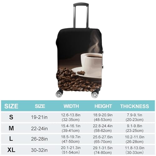 Coffee Cup And Coffee Beans Printed Luggage Cover Protector, Fits 18-32 Inch Luggage2