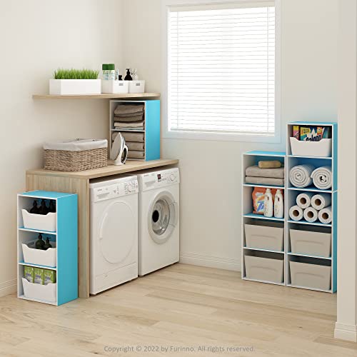 Image of Furinno Luder 3-Tier Open Shelf Bookcase, Light Blue /White