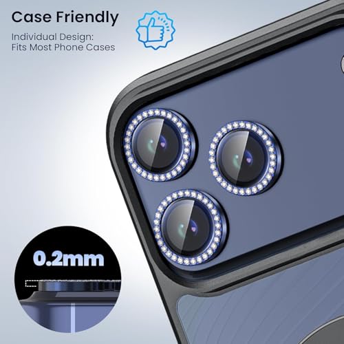 Image of Lensarmor Compatible With Deep Blue Diamond iPhone 17 Pro /iPhone 17 Pro Max Camera Lens Protector - 9H+ Tempered Glass with Diamond Coating, Scratch Resistant, Flash-Friendly Premium Lens Cover