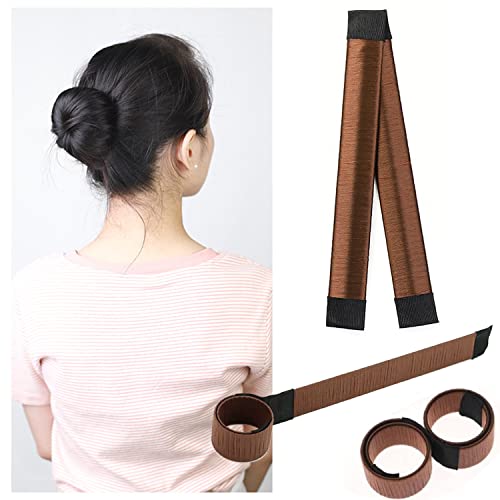 lumcov Chignon Magique,2 PCS Accessoires de Coiffure,Coiffure Donut Bun Maker,Mode Disque de Coiffure,d'Outils de Coiffure Accessoire Cheveux pour Filles Femmes(Brun)