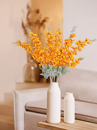 Ipopu Delphinium Flowers Artificial Flowers 6Pcs Orange Larkspur Flower 33.5In Long Stem Artificial Flowers For Tall Vase, Silk Flowers For Home Garden Wedding Arrangement (Orange) #TOP6
