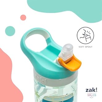 Zak Designs Minecraft Kids Water Bottle with Straw and Built in Carrying Loop Set, Made of Plastic, Leak-Proof Water Bottle Designs (Creeper/Pig, 16 oz, 2pc Set)