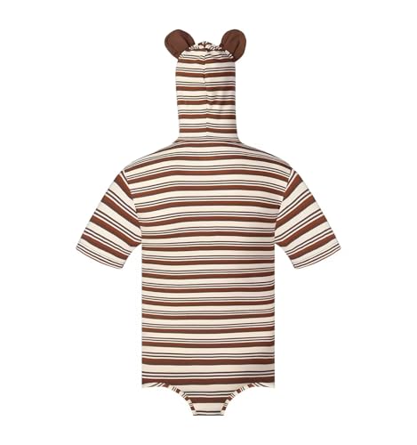 Mens Stripe Onesie Short Sleeve Hooded Romper Pajama One Piece Bodysuit2