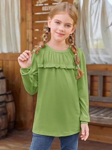 Image of Haloumoning Girls Crew Neck T Shirts Peplum Babydoll Tops Tees 4-15 Years | Girls T-Shirts, Casual Loose Tunic Tops, Cute Ruffle T Shirts, Short Sleeve Shirts, Long Sleeve Blouse