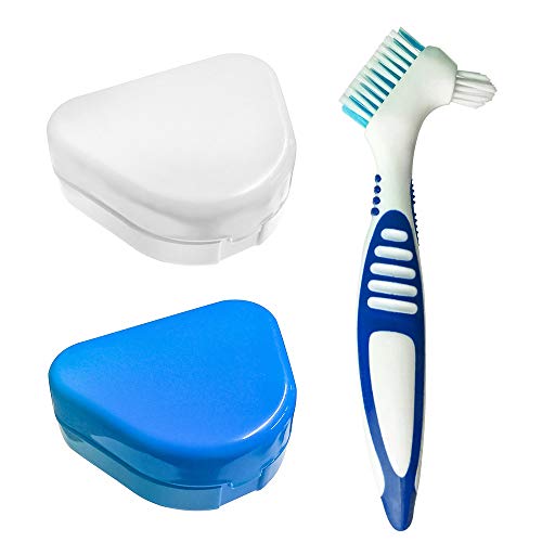 Sottile scatola di ritenzione ortodontica con fori di sfiato, 2 pezzi contenitore di stoccaggio della dentiera Custodia dentale con spazzolino di dentiera per fermi
