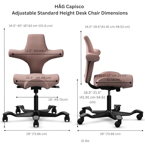 Image of HAG Capisco Standard Chair-Black Frame-Upholstered Pink Blush