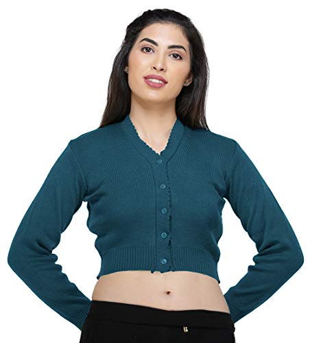 Image of Women Winter Wear V-Neck Full Sleeves Regular Fit Woollen Blouse