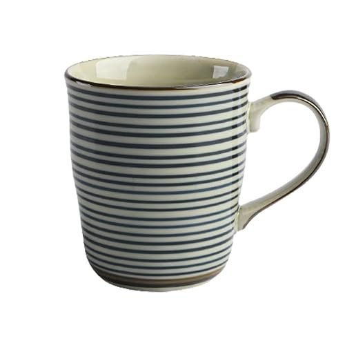 Caalio Ceramic Tea Cup Coffee Mug For Office And Home, Japanese Retro Style, Dishwasher And Microwave Safe, For Tea, Juice, Coffee - 9Oz - Stripes #TOP6