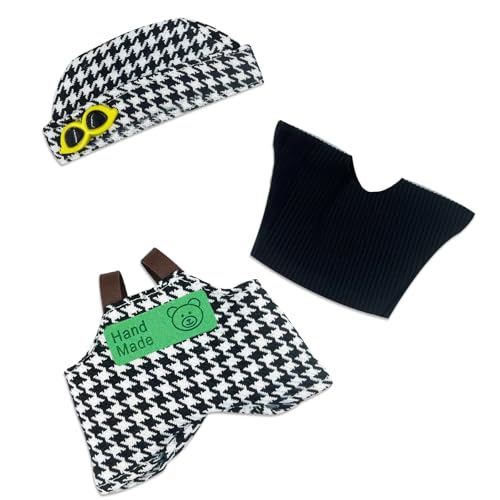Clothes Set for 6.7inch Doll（Not Included Doll） - Outfit Set for 17cm Dolls Overalls Suit，Fashion Replaceable Cute Clothing & Style Bundle (White, Black)
