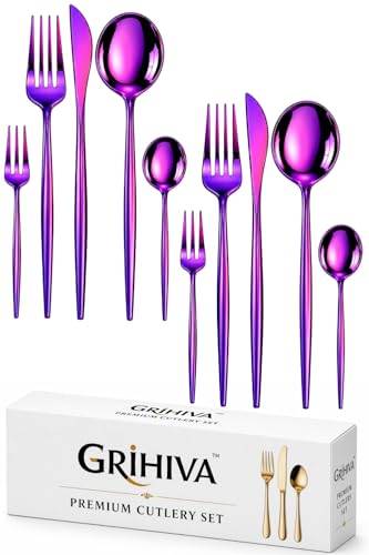 Image of 10 Pcs Pink Cutlery Set for Dining Table the Perfect Lightweight Silim Handle Tableware Including Dinner Spoon, Dinner Fork, Dinner Knife, Dessert Spoon & Dessert Fork