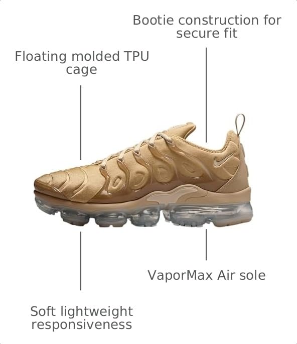 Image of Nike Air Vapormax Plus Men's Shoes (IB4008-297, Parachute Beige /Black /White /Desert Khaki) Size 8