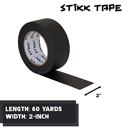1 Pack 2" Inch X 60Yd Stikk Black Painters Tape 14 Day Easy Removal Trim Edge Finishing Decorative Marking Masking Tape (1.88 In 48Mm) #TOP1