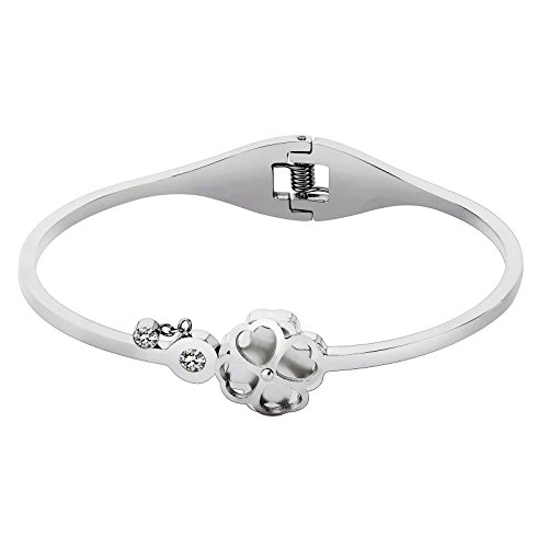 AnazoZ Puslera Mujer Acero Inoxidable Pulsera de Mujer Forma Cuatro Corazones Hojas...