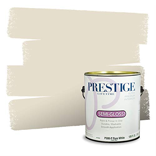 PRESTIGE Paints Interior Paint and Primer In One, 1-Gallon, Semi-Gloss, Comparable Match of Behr* Ivory Paper*
