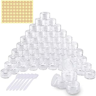 60 sztuk przezroczystych plastikowych słoików na kosmetyki, pojemniki na kosmetyki, słoik na balsam, krem, do przechowywania makijażu (5 g / 5 ml), przezroczysty, 5g / 5ml