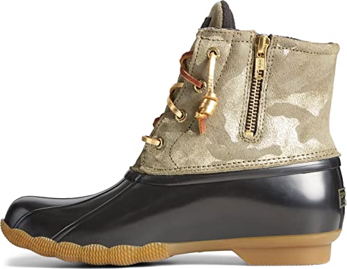 Sperry Women's Saltwater Leather Snow Boot, Olive Camo, 8.53