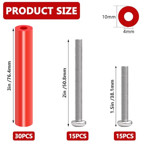 Image of 60PCS Red Electrical Outlet Spacers Kit, 30PCS 6-32 Thread Cup Head Mounting Screws and 30PCS Outlet Spacer Without Threaded, Outlet Spacers for Electrical Box, Screws Switch and Receptacle
