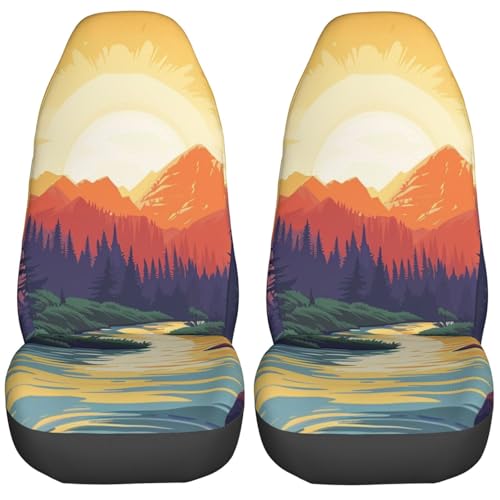 Couvre-sièges auto paysage montagne pour les voyages en famille et sorties outdoor en SUV