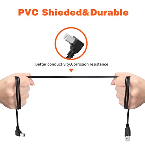YACSEJAO USB Printer Cable 90 Degree USB 2.0 A Male to B Male Printer Scanner USB B Cable Cord with 480Mbps High Speed Printing - Image 3