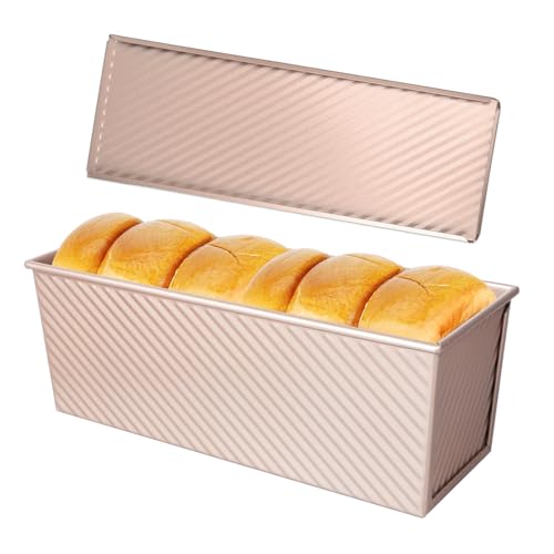 mumisuto Molde Antiadherente Para Pan de Acero Al Carbono, 31,5 x 10,5 x 12 Cm, Rectangular Molde Para Pan,Bandejas Horno Para Pan y Creaciones Para Hornear, Champán