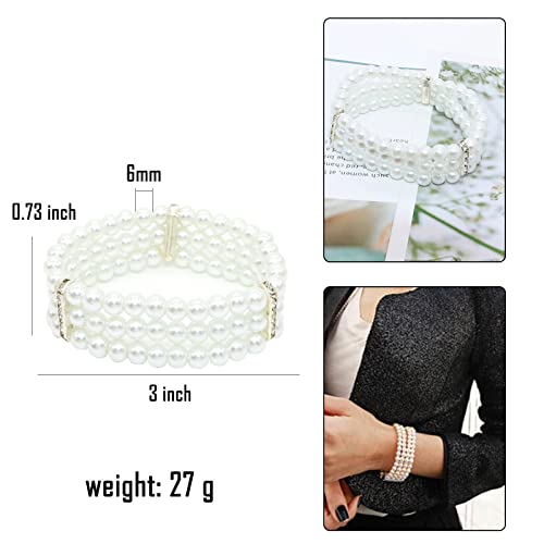 Hsqyj 3 Rows Simulated Pearls Crystal Stretch Bracelets Bohemian Charm Delicate Bangle Bracelet 20S Accessories Jewelry Wedding For Women Girls #TOP2