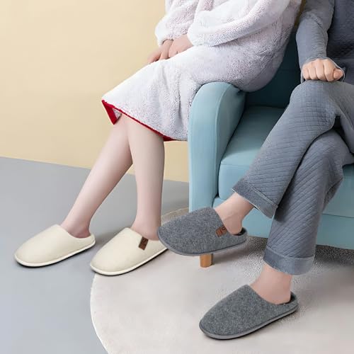 Image of COFACE Mens Cozy Memory Foam Scuff Slippers Casual Slip On Warm House Shoes Indoor /Outdoor Felt Sandal Slipper size 7-15