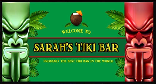 Artylicious Tiki Bar Ruer Mat Personalised Green Cocktail Mat - Home Bar Pub Gift