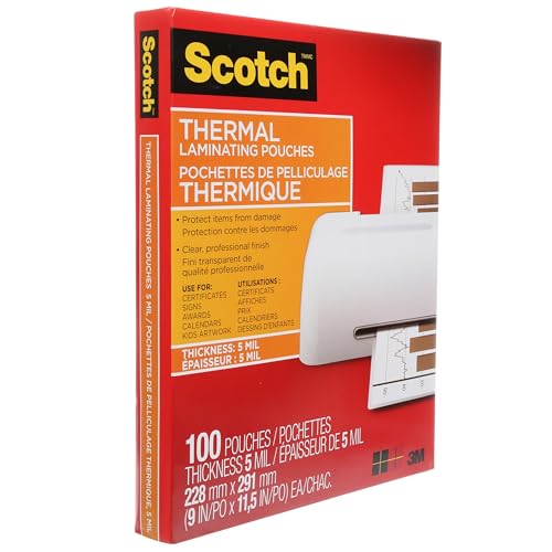 Scotch Thermal Laminating Sheets, Ideal Office or School Supplies, 9" x 11.5", 5-Mil Thick, 100 Laminating Pouches image 6